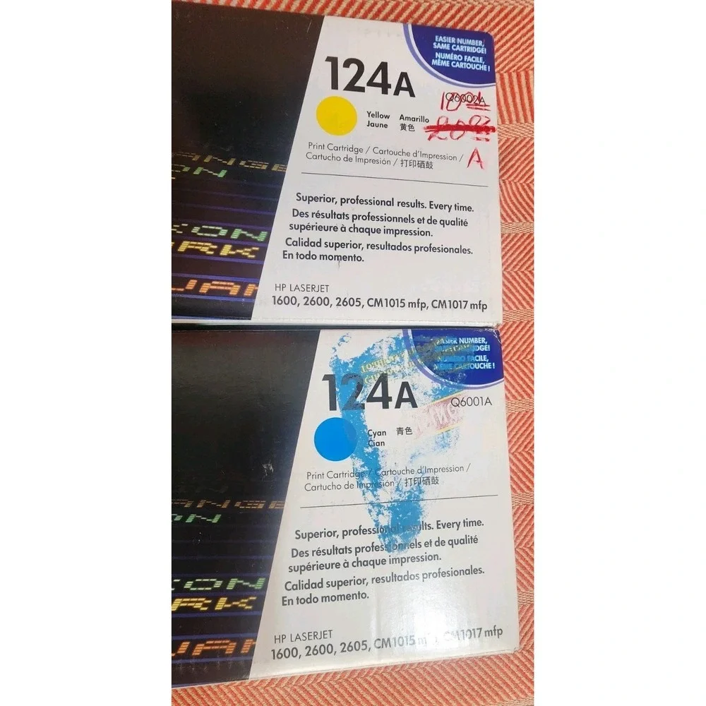 HP Q6002A 124A Blue Yellow Toner LaserJet 1600 2600 2605 CM1015 1017‎ Sealed NEW